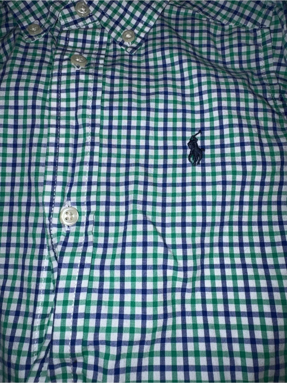 Ralph Lauren Blue & Green Gingham Button-Down Shirt